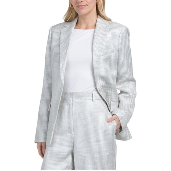 THEORY Linen Blend Slim Fit Metallic Blazer
